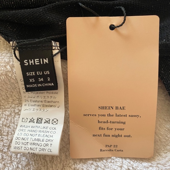 SHEIN Glitter Sheer Mesh Top, NWT, black, size US XS (2) - Picture 4 of 4